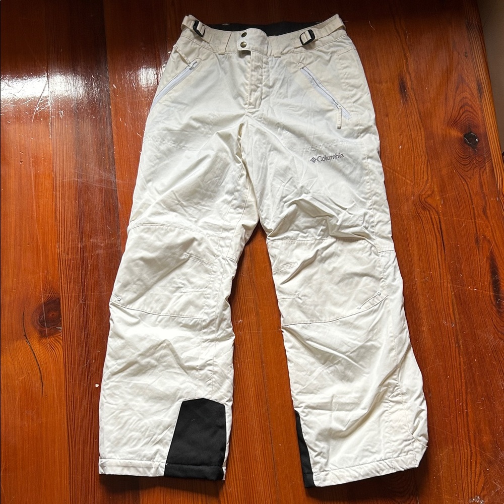 Columbia 14/16 youth Cream White Ski Pants with Black Cuffs